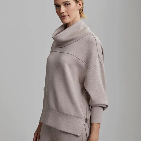 NWT Varley Priya Longline Sweat Taupe Marl Small - Picture 2 of 6